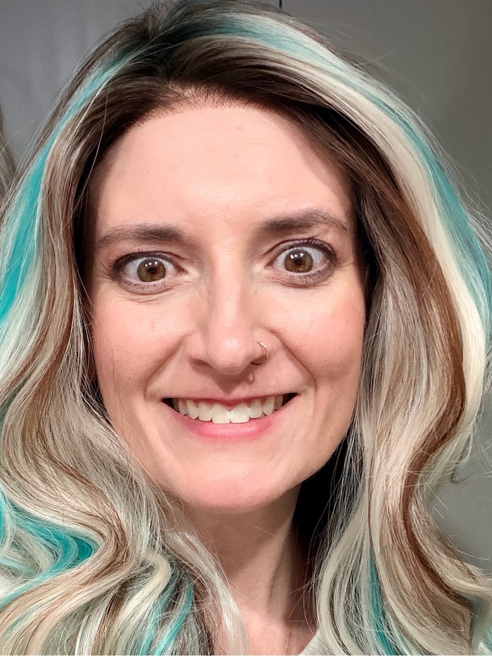 Martini Wigs Style Shayde Long Wavy Lace Front Wig in Turquoise and Blonde